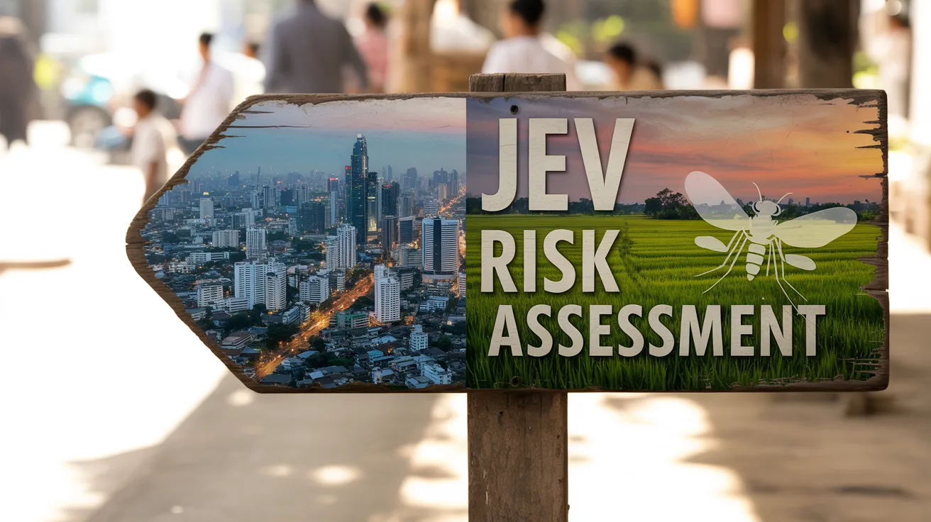 Japanese encephalitis risk assessment West London travel clinic urban rural Asia mosquito transmission