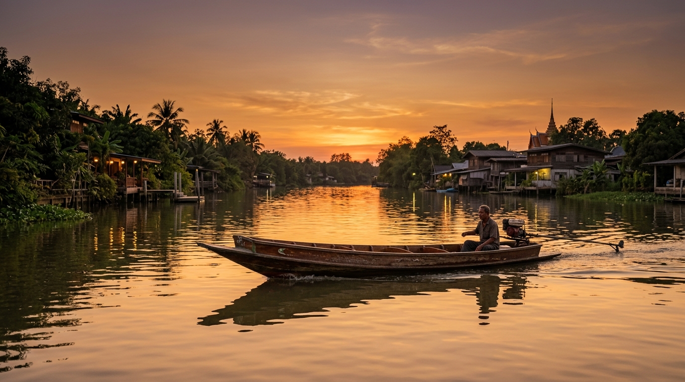 Thailand river at dusk — malaria risk for border area travellers