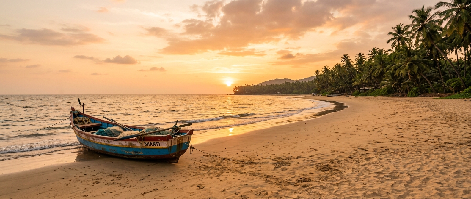 Goa travel vaccines Goa travel vaccines: a palm-fringed beach in Goa, India for a beach holiday