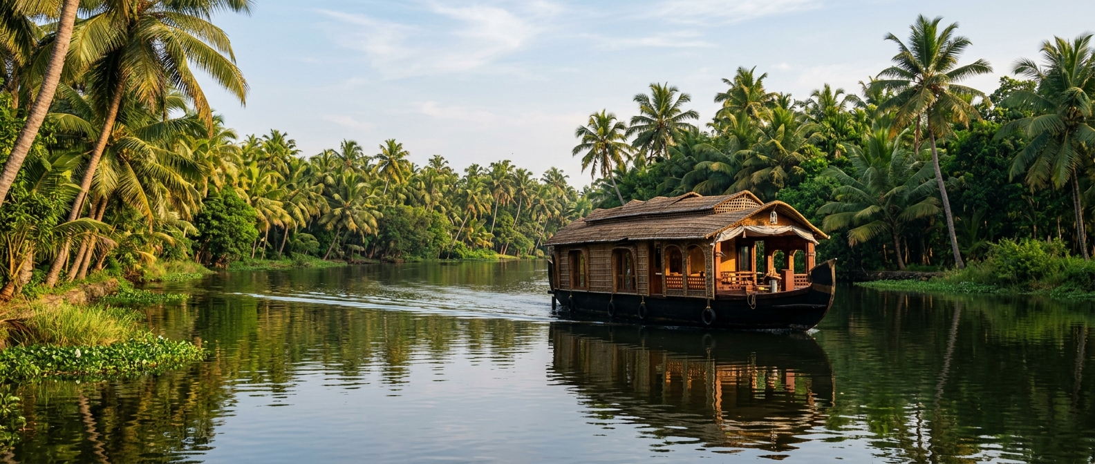 Travel vaccines for Kerala Travel vaccines for Kerala: houseboat on the backwaters of southern India