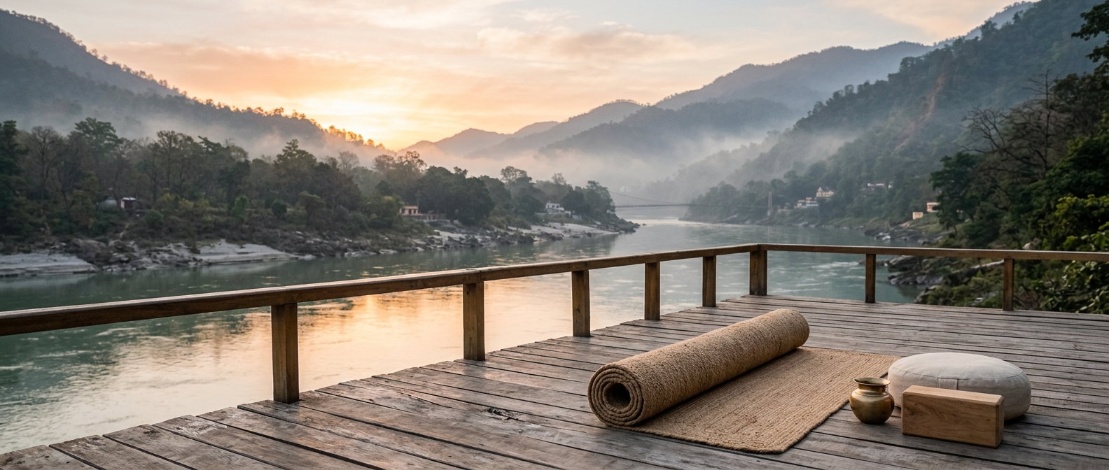 Vaccines for a yoga retreat in India Vaccines for a yoga retreat in India: a riverside yoga setting in Rishikesh on the Ganges