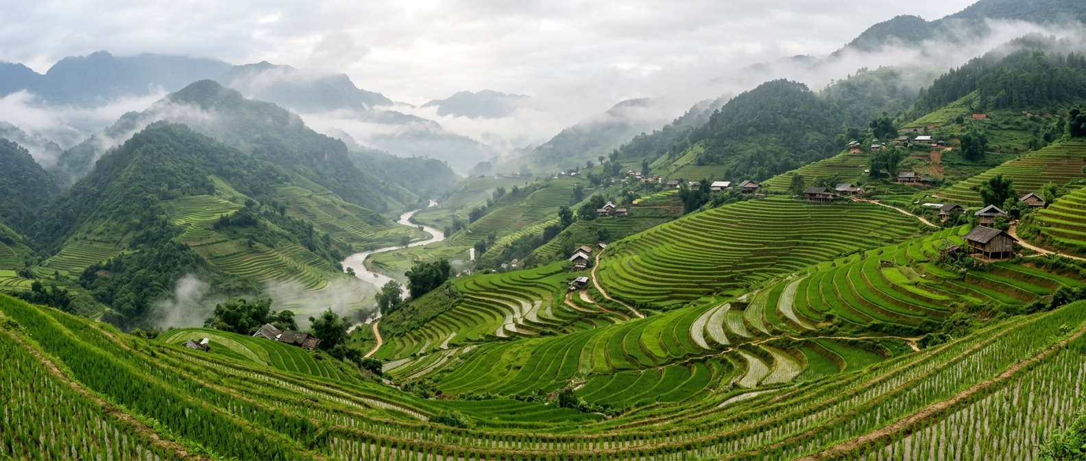 Vietnam vaccines: Sapa Vaccines for Vietnam: the terraced rice fields of Sapa in the northern highlands