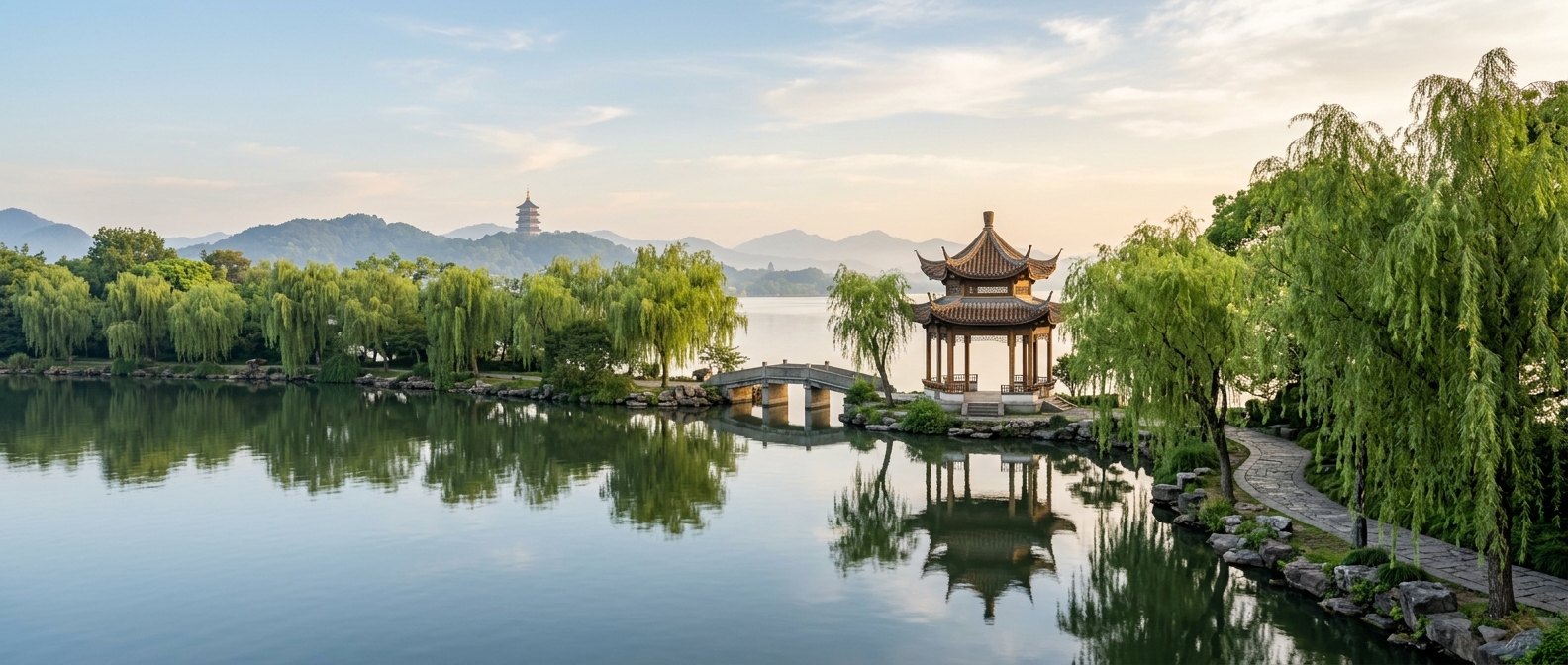 Malaria tablets for China Malaria tablets for China: a calm lake and pavilion, in a country that is now malaria-free
